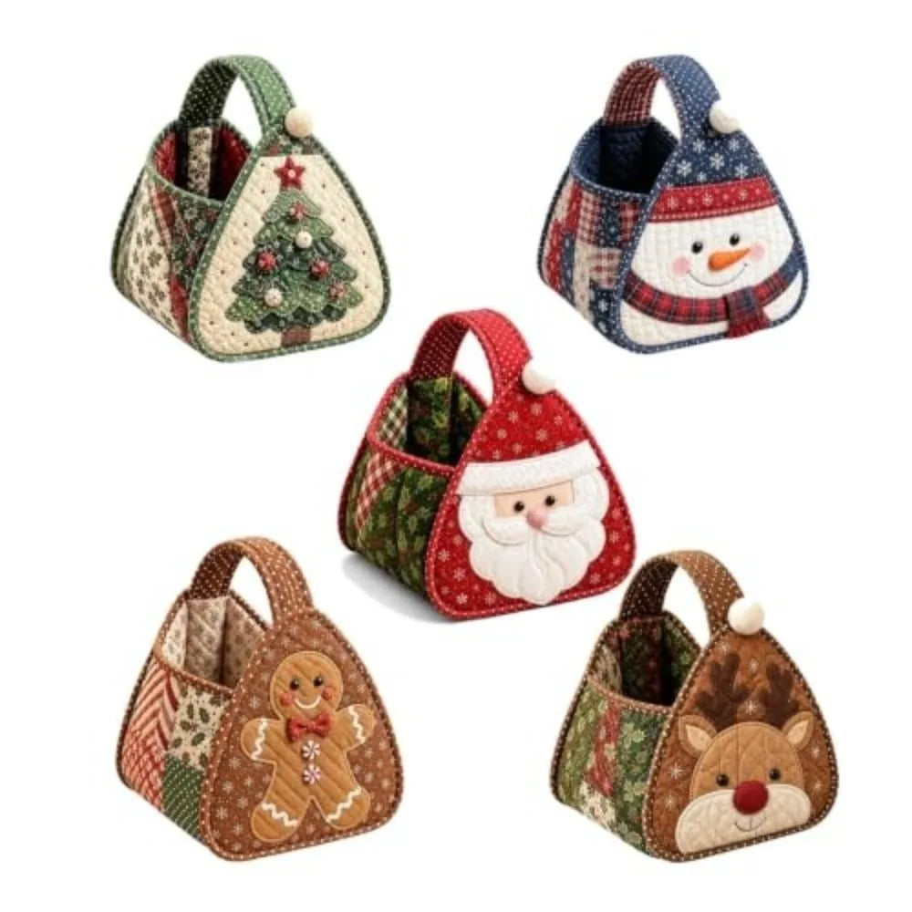 DIY Christmas Quilted Carry Basket – Foldable Patchwork Tote