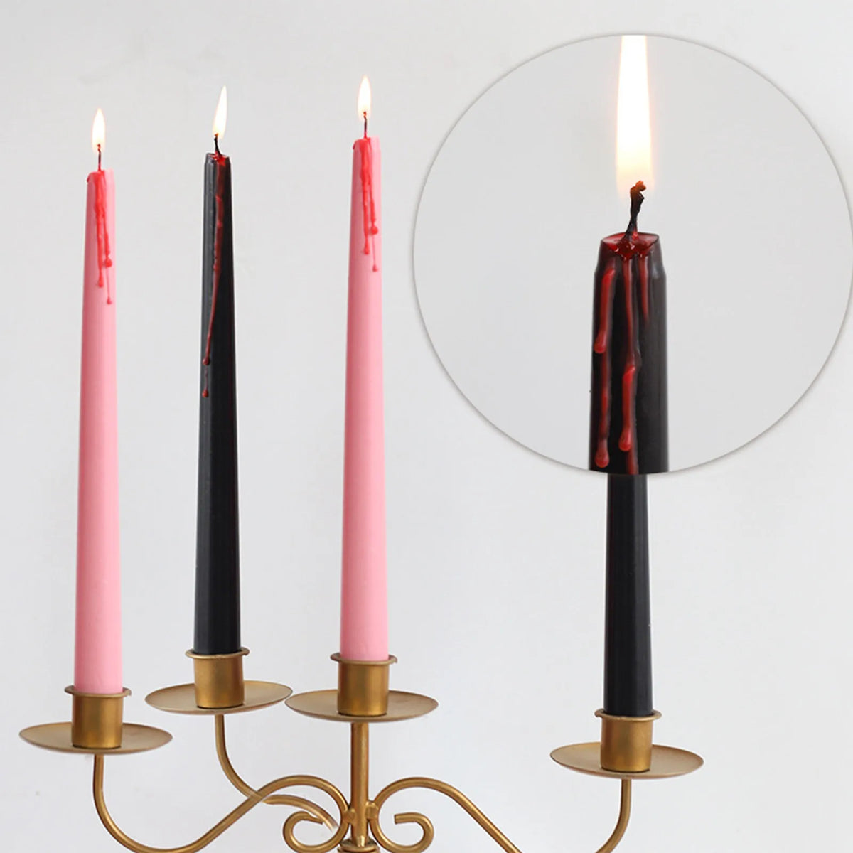 4-Pack Vampire Tears Gothic Taper Candles – Halloween Drip Wax Set