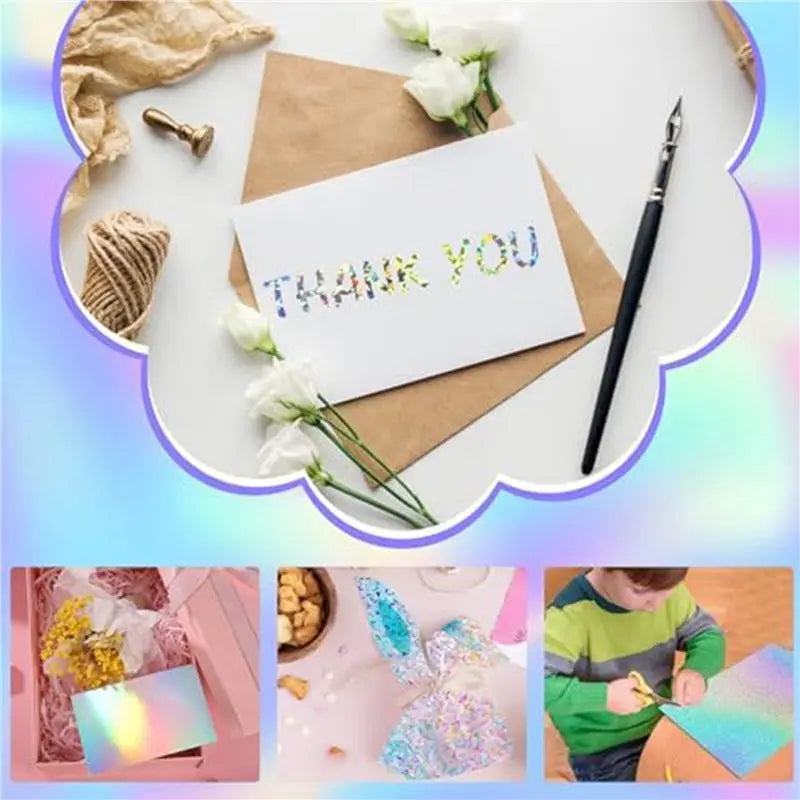 72-Sheet Holographic Cardstock 8.5x11 Glitter Rainbow Mirror Paper