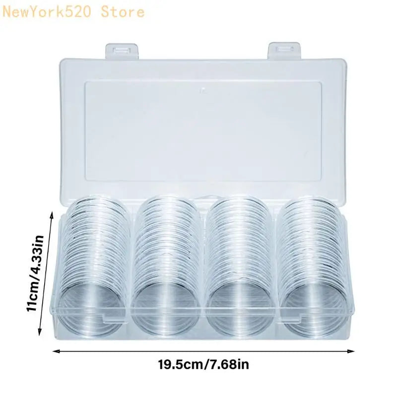 60-Piece 40mm Coin Holder Capsules & Storage Box – Moisture Proof