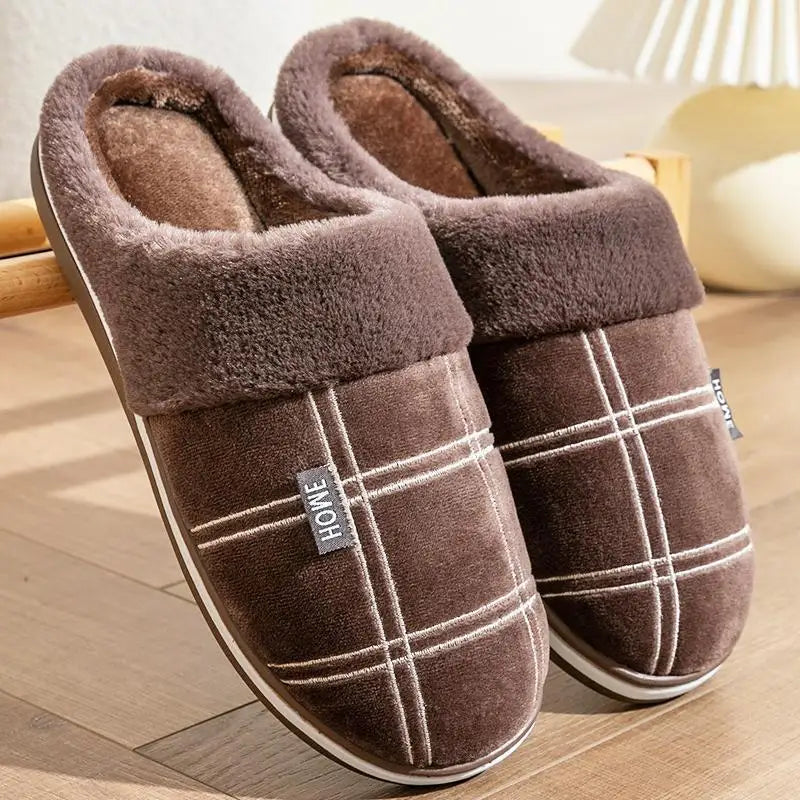 VIBE Men's Wide Width Plush Memory Foam Slippers – Non-Slip
