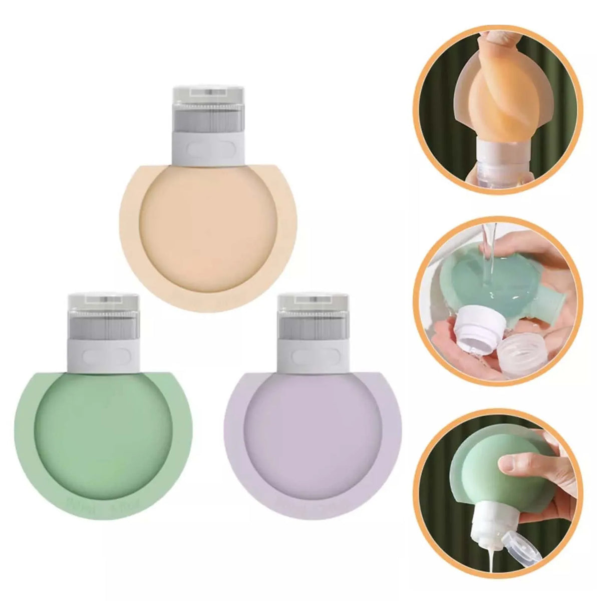 Silicone Travel Dispenser Bottles – Leak-Proof Wide Mouth 3-Pack