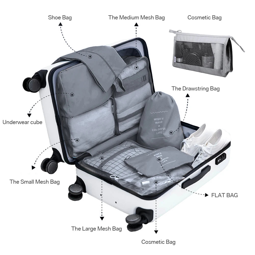 8-Piece Travel Packing Cubes Set – Suitcase Organizer Bags