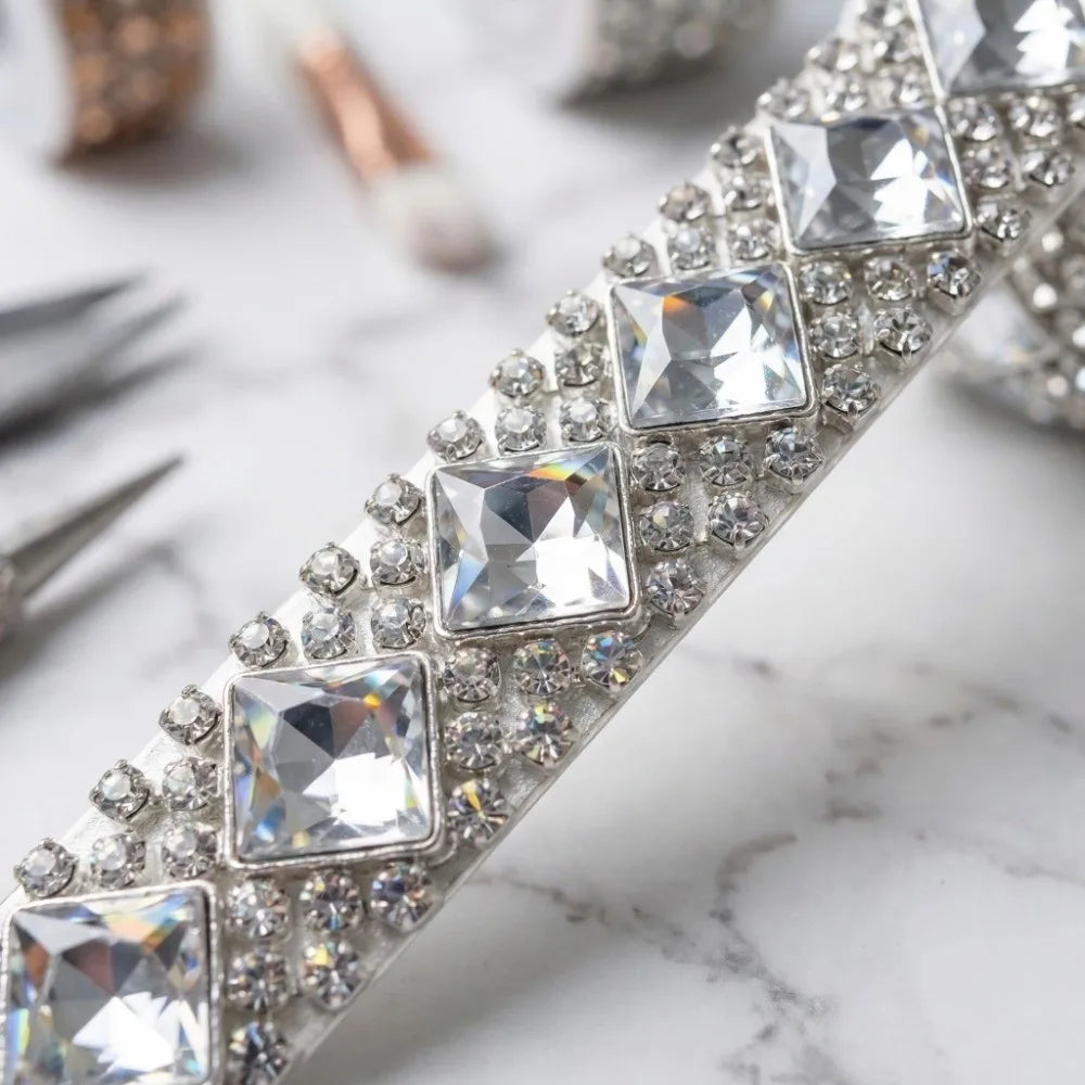 3 Yards Self-Adhesive Square Rhinestone Strip | DIY Trim