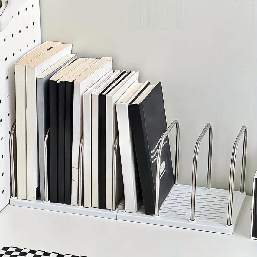 Modern Metal Desktop Book Stand & File Organizer Rack