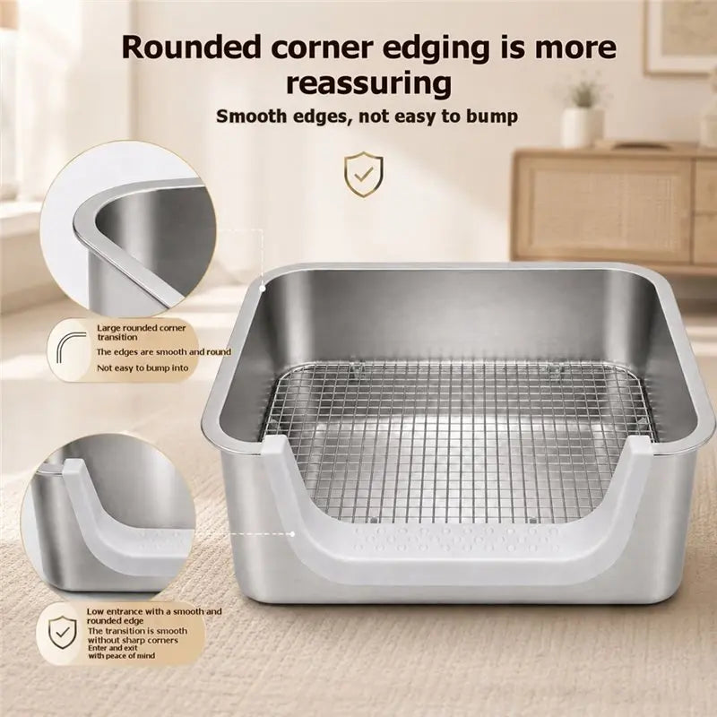 Stainless Steel Rabbit Litter Box Set with 304 Sifting Tray