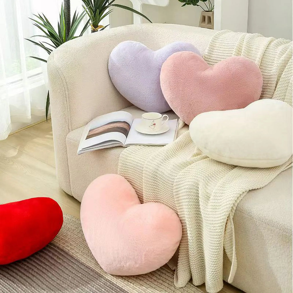 Heart Shaped Plush Throw Pillow – Soft Love Sofa Cushion