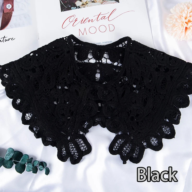Women's Hollow Crochet Lace Detachable Collar – Floral O-Neck