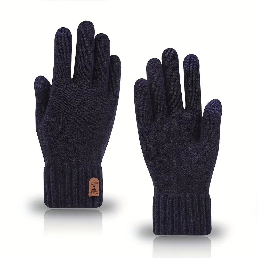 Men's Winter Full Finger Wool Fleece Touch Screen Gloves