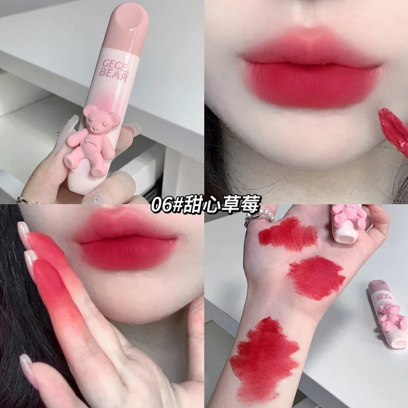 Velvet Matte Bear Lip Tint – 6 Colors, Waterproof Lipgloss
