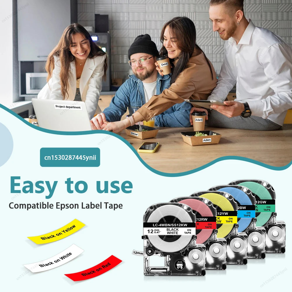 Labelwell 12mm Label Tape SS12KW for Epson LW-300 LW-600P