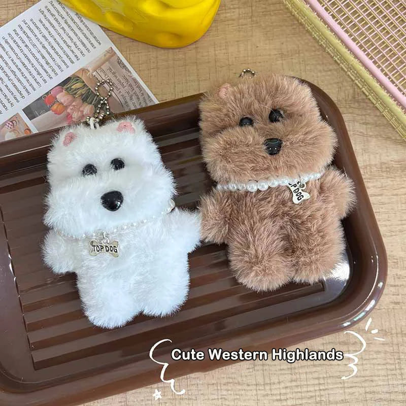 Kawaii West Highland Terrier Plush Keychain – Cute Puppy Bag Charm