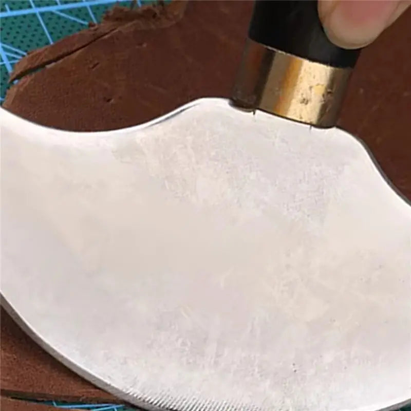 Round Blade Leather Skiving Knife Wood Handle DIY Craft Cutter
