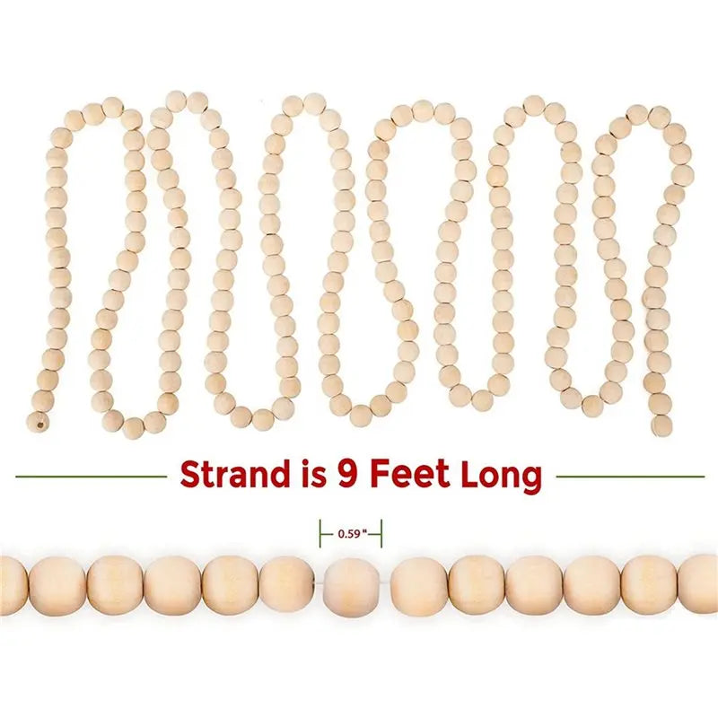 5-Pack 9-Foot Wood Bead Christmas Garland – Rustic Farmhouse