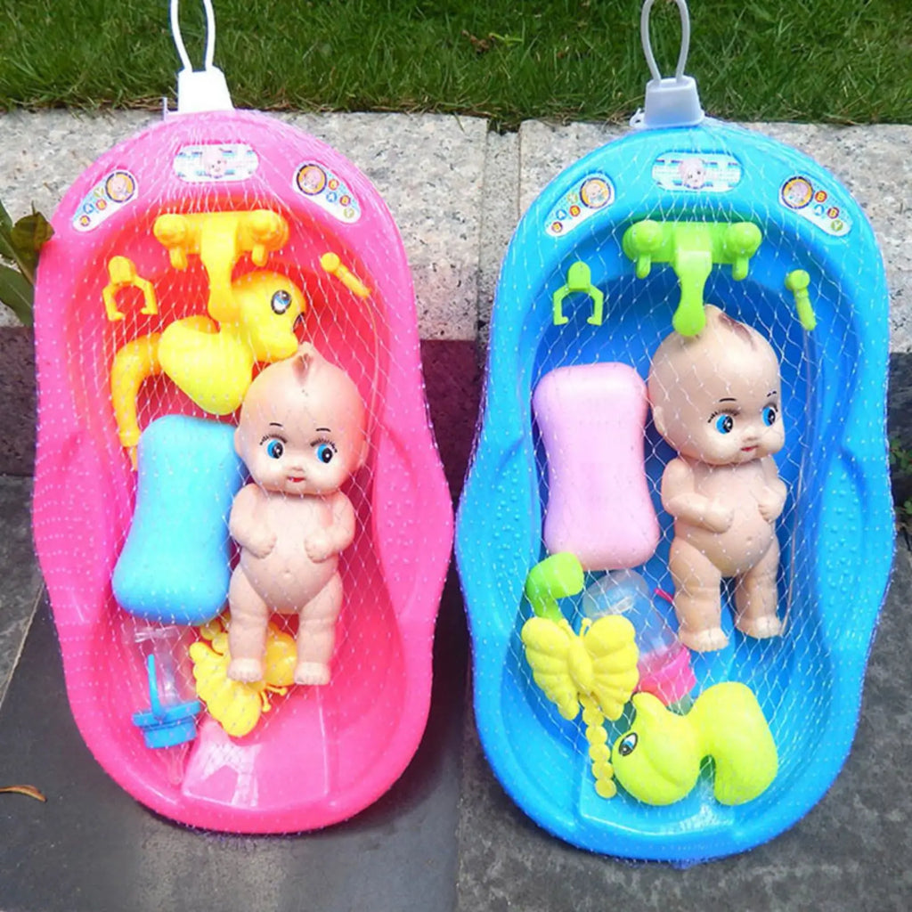 Newborn Doll Bath Toy Set – Portable Bathtub Playset for Kids