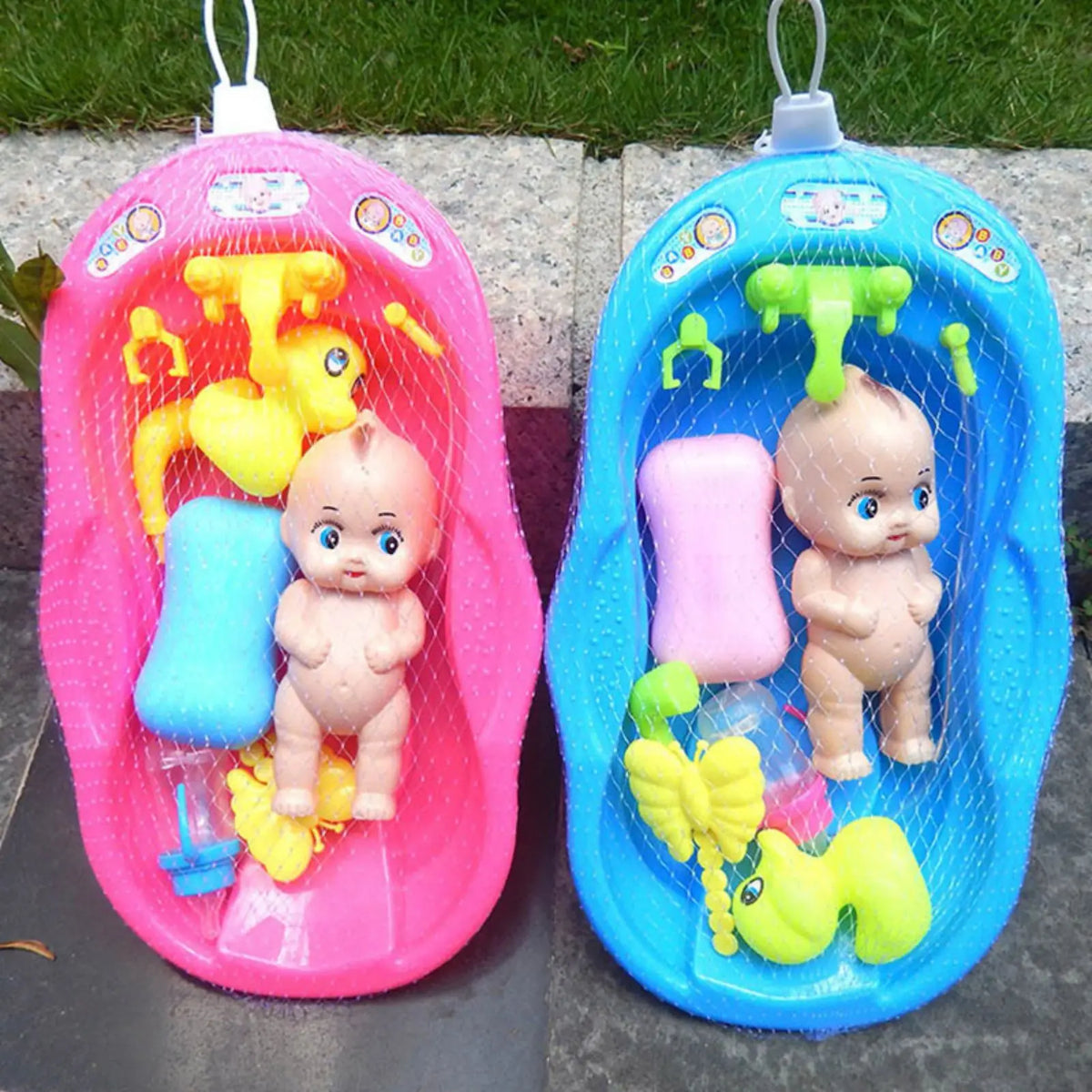 Newborn Doll Bath Toy Set – Portable Bathtub Playset for Kids