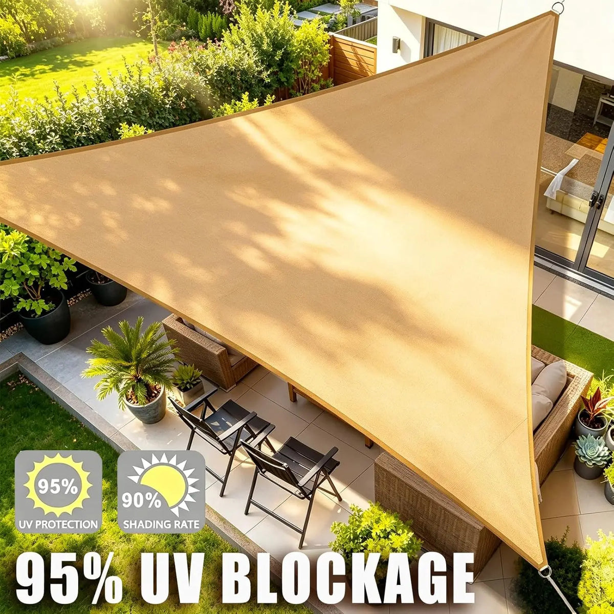 Triangle Sun Shade Sail – Waterproof 98% UV Block Outdoor Canopy