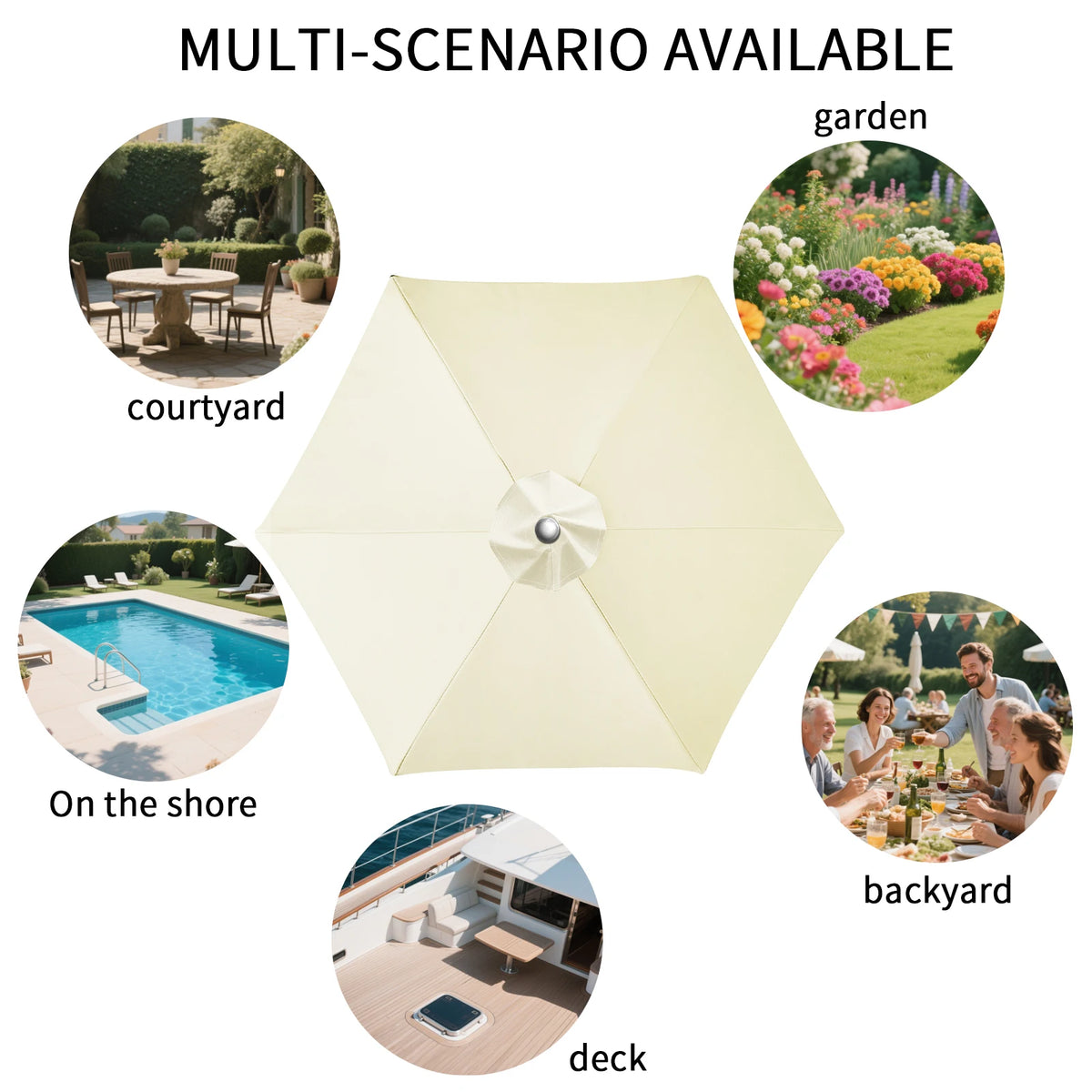 Waterproof Replacement Parasol Canopy 2–3M | 6 & 8 Rib Patio