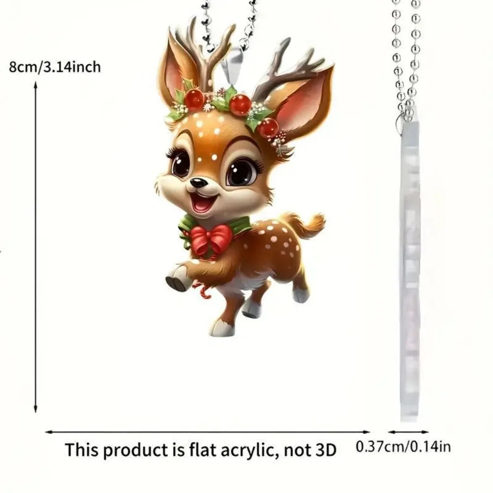 2D Acrylic Christmas Elk Ornament Pendant & Bag Charm