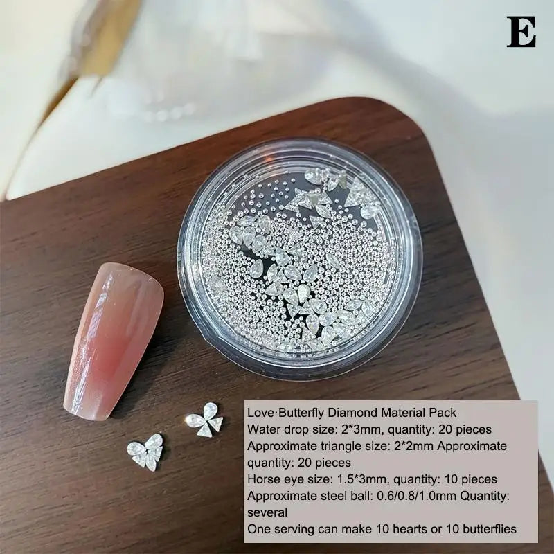 3D Nail Art Rhinestones – Heart & Butterfly Flatback Crystals