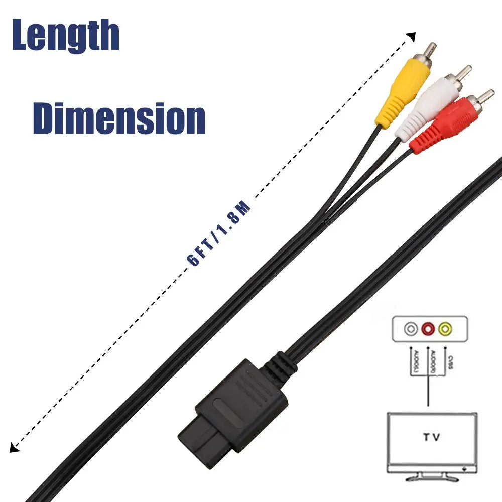 AV Composite Video Cable for N64/GameCube/SNES – 6 Feet