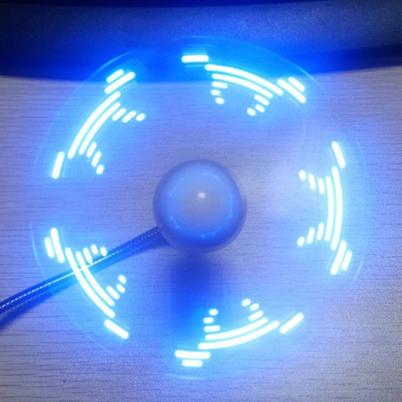 Mini USB LED Clock Fan – Flexible Desk Fan for Laptop & PC