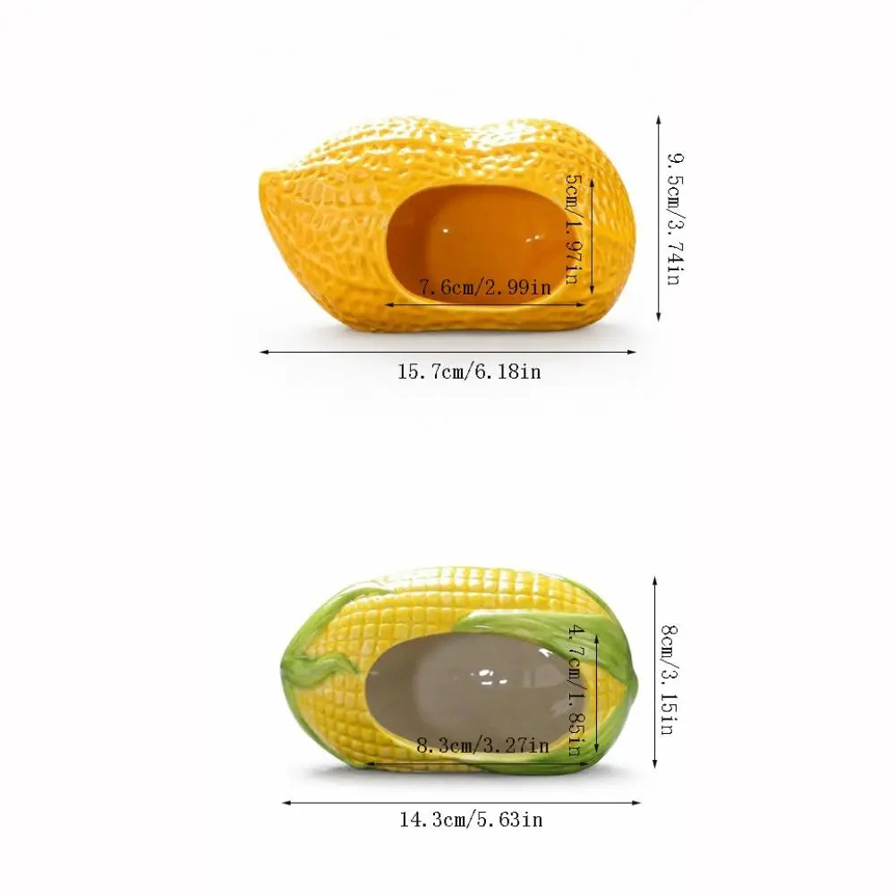 Yellow Ceramic Hamster Hiding House – Peanut & Corn Shape