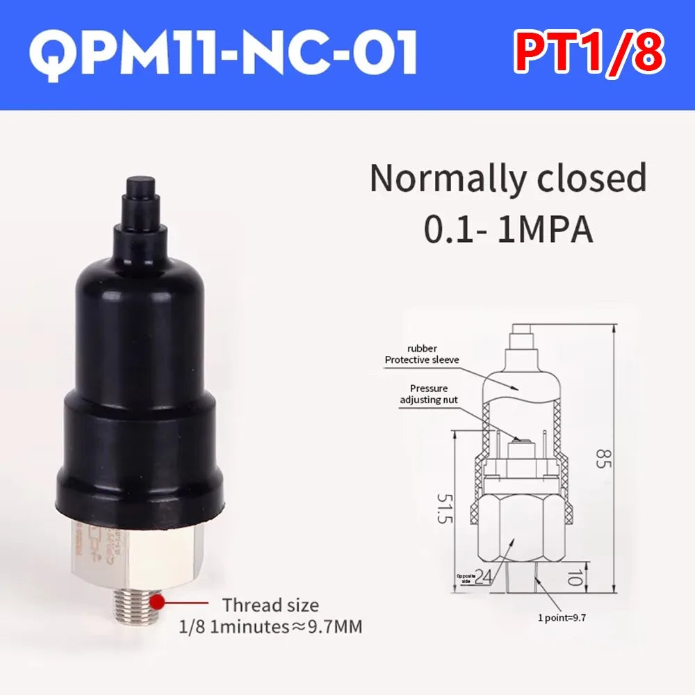 QPM11 Air Pressure Switch G1/8 G1/4 0.1–1MPa NO NC Adjustable