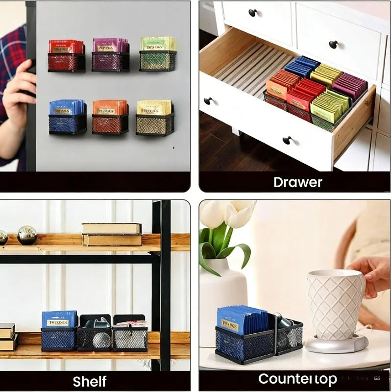 Large Capacity Metal Tea Bag Storage Rack – 3 Colors