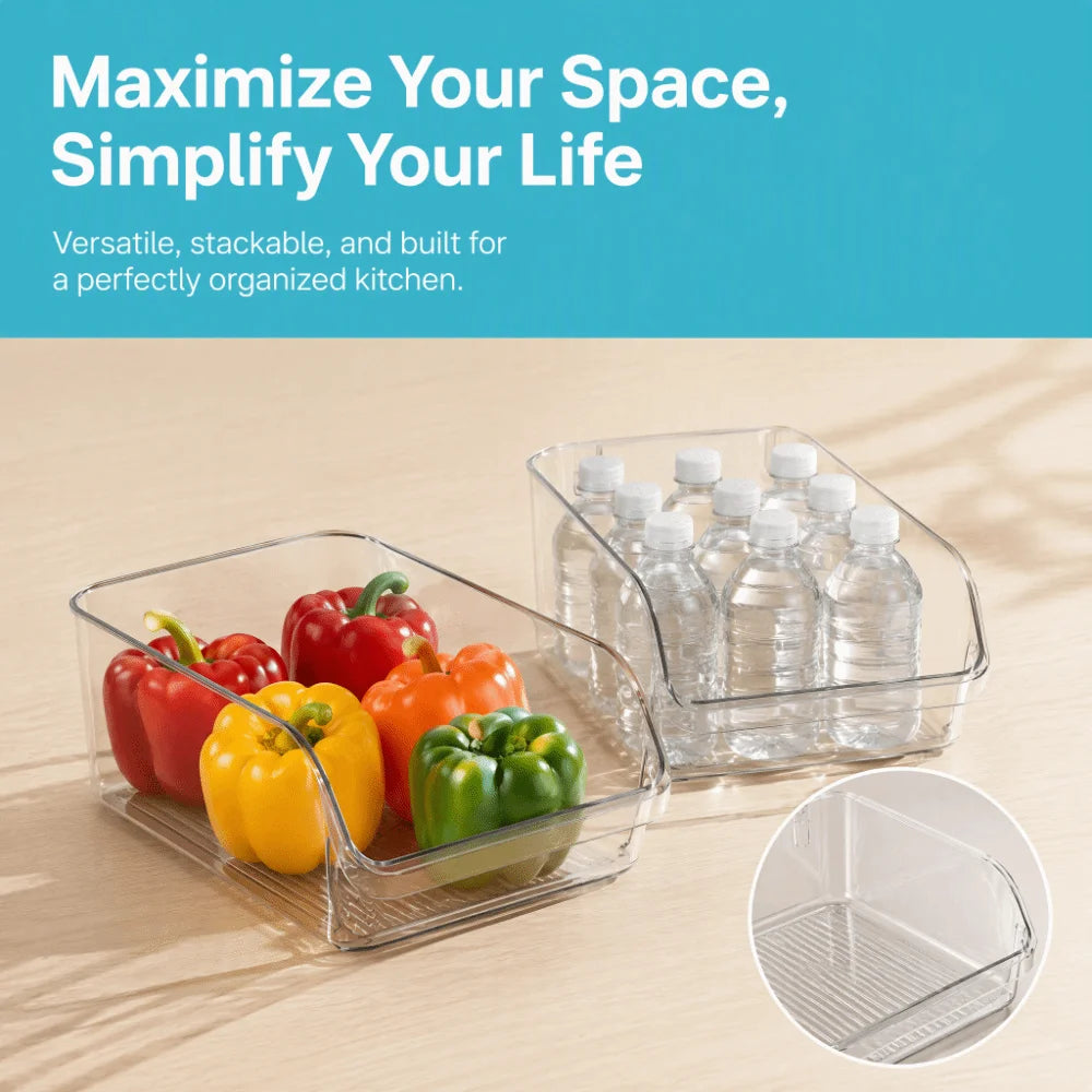 Stackable Clear Fridge Storage Bins – BPA-Free PET Organizer