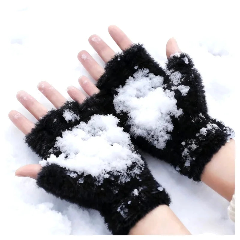 Half Finger Touch Screen Winter Gloves – Unisex Warm Mittens