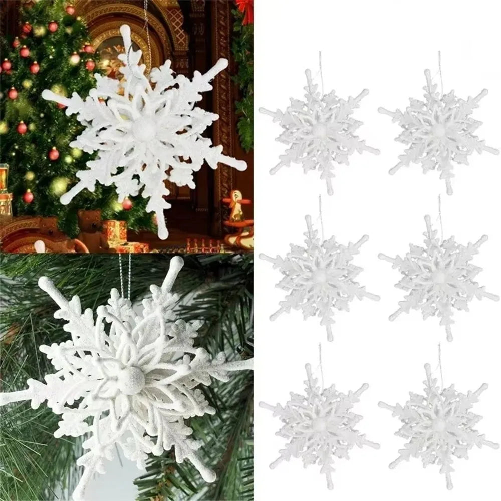 3D Acrylic Ice White Snowflake Christmas Ornaments – Set of 3