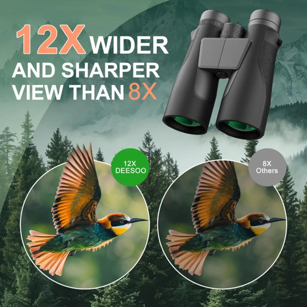 12x42 Waterproof Compact Binoculars BAK4 Prism Bird Watching