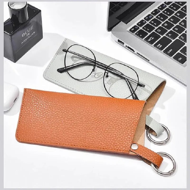 PU Leather Glasses Pouch – Anti-Scratch Sleeve with Key Ring