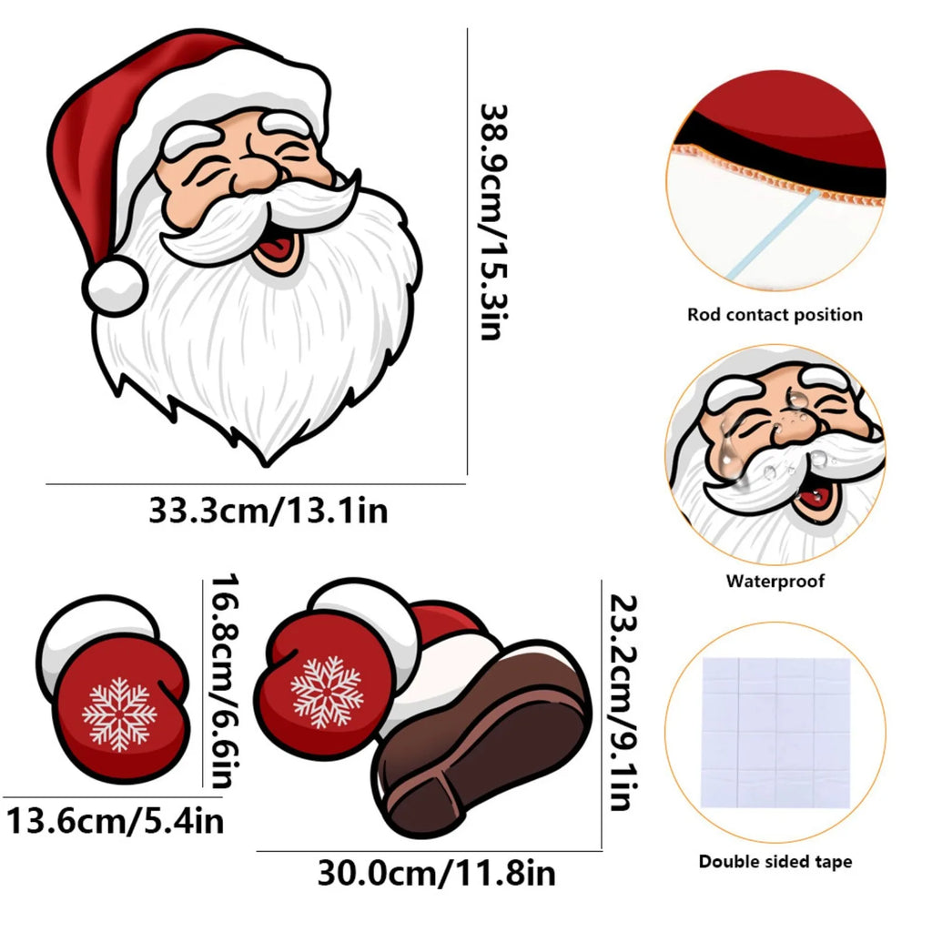 Santa Claus Fence Peeks Christmas Outdoor Decoration PVC Set