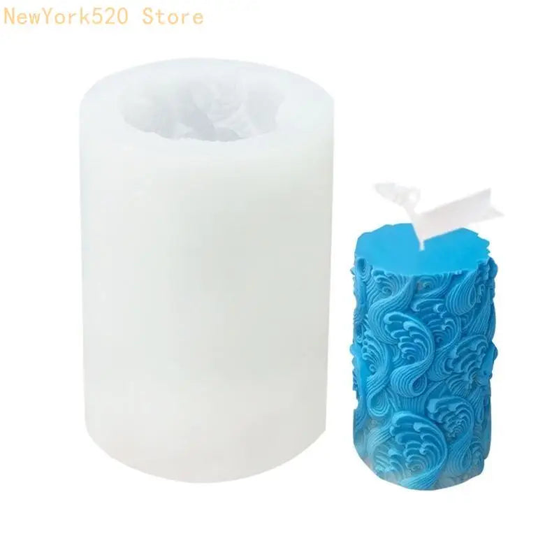 3D Cylinder Silicone Mold – Flower & Butterfly Wave Pattern