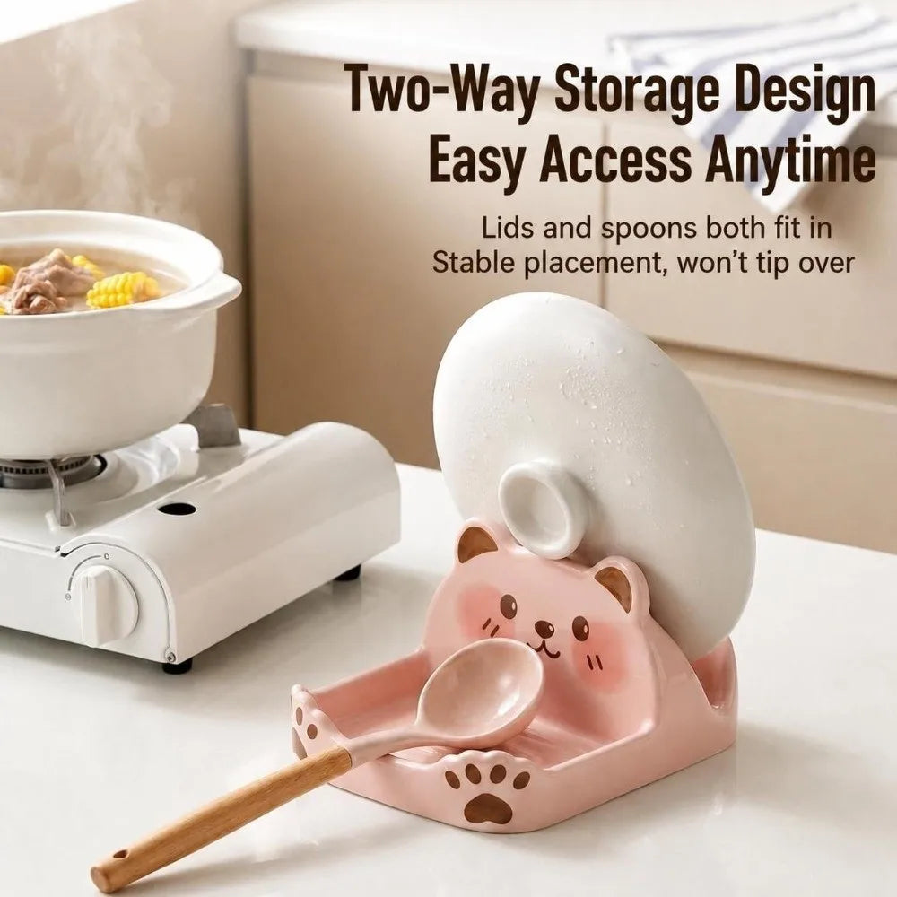 Bear Shape Pot Lid & Spatula Holder – ABS Countertop Rack
