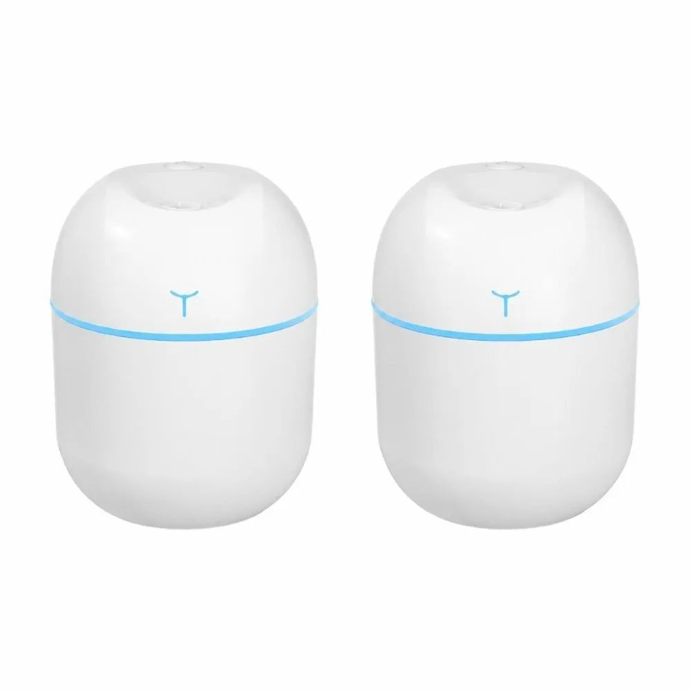 2-Pack USB Mini Humidifier 220ml Aroma Diffuser & Night Light