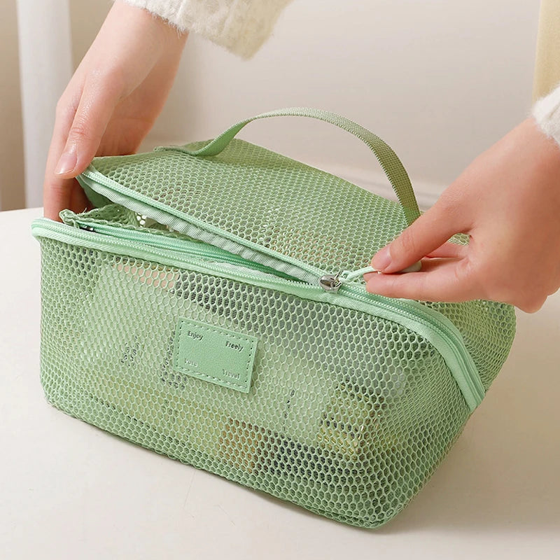 Mesh Clear Makeup Bag – Travel Toiletry Cosmetic Organizer