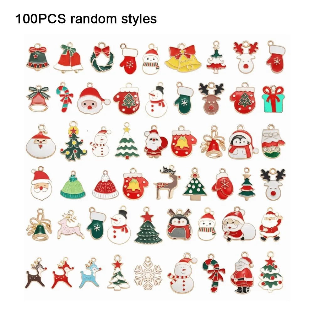 Christmas Enamel Charms Bulk 20/100pcs Alloy Elk DIY Pendants