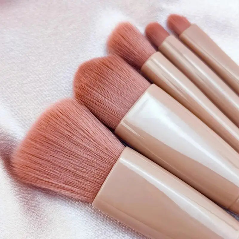 5-Piece Travel Makeup Brush Set with Built-In Mirror Case