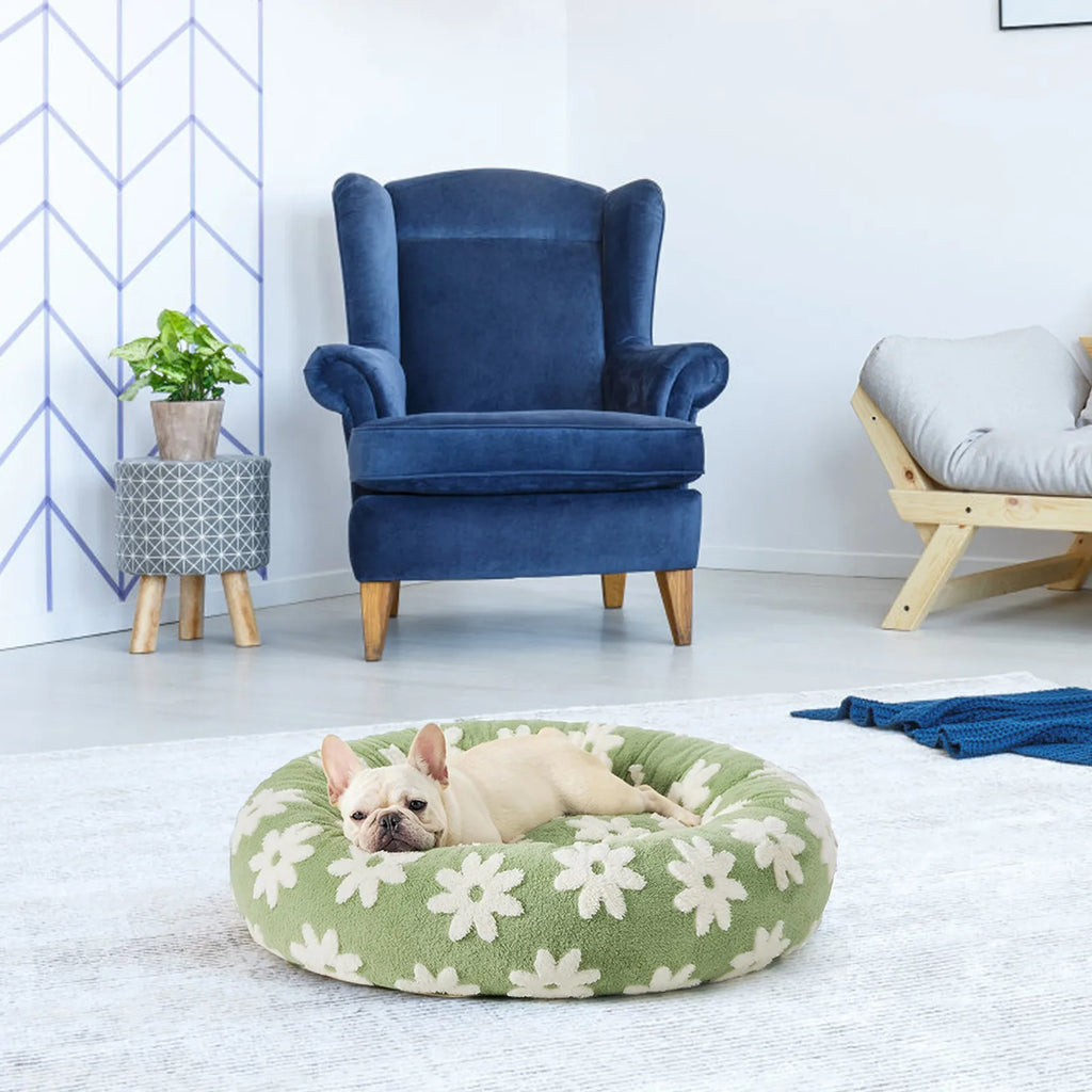 Sky Clouds Shaggy Plush Dog Bed – Washable Small Pet Sofa