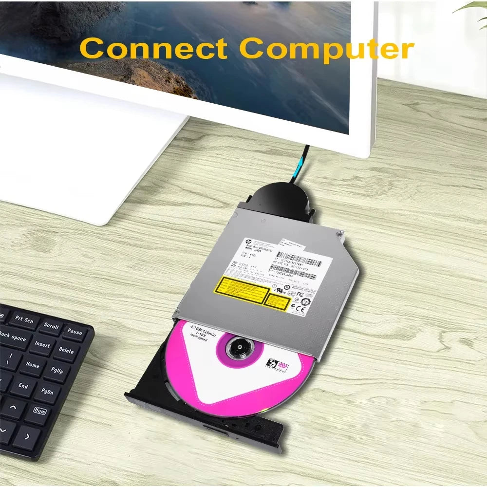USB 2.0 SATA 13-Pin Optical Drive Adapter Cable for Laptop