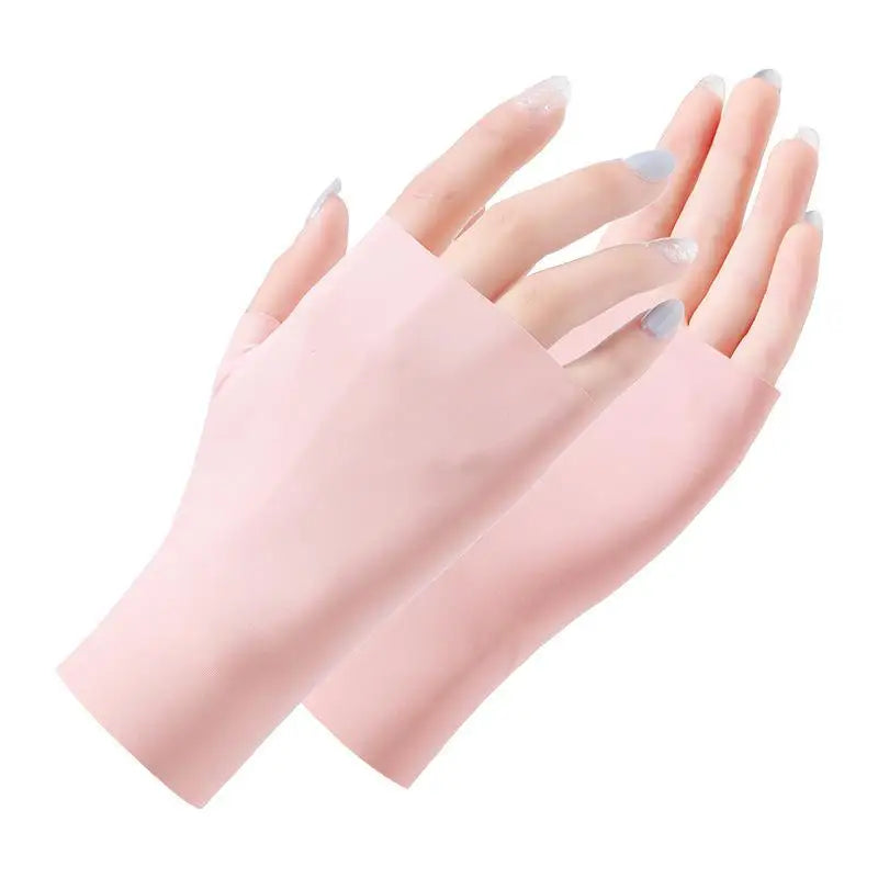 UV Protection Fingerless Gloves – Ice Silk Nail Art Sun Care