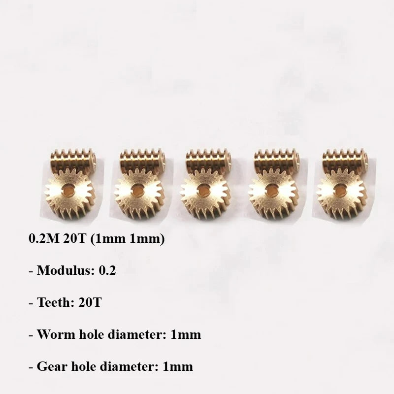 Modulus 0.2 Brass Worm Gear Set 90° Reduction for RC DIY Models