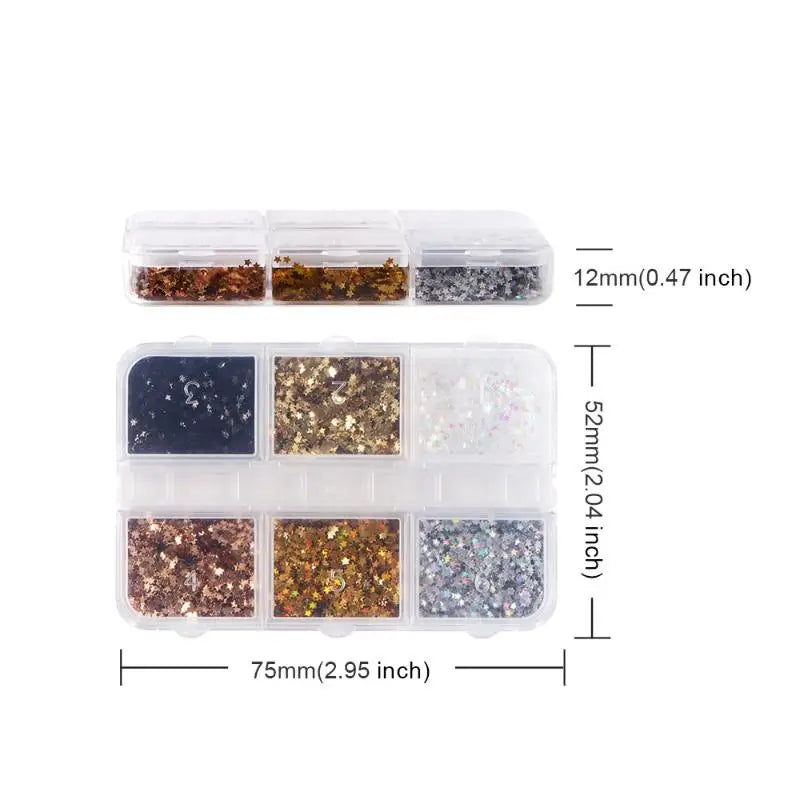 1mm Star Nail Glitter – 6-Color Sparkling Pentagram Nail Art