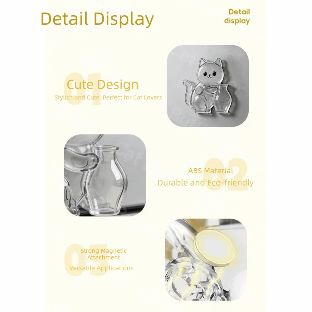Magnetic Cat Whisker Vase Fridge Sticker – Cartoon Home Décor