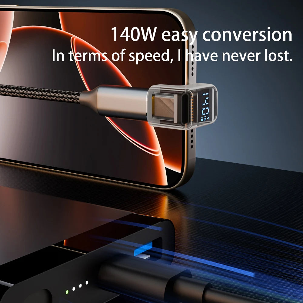 140W USB-C Elbow Adapter Digital Display 40Gbps 8K@60Hz
