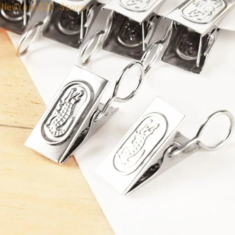 100-Pack Stainless Steel Curtain Clips with Hooks – Silver