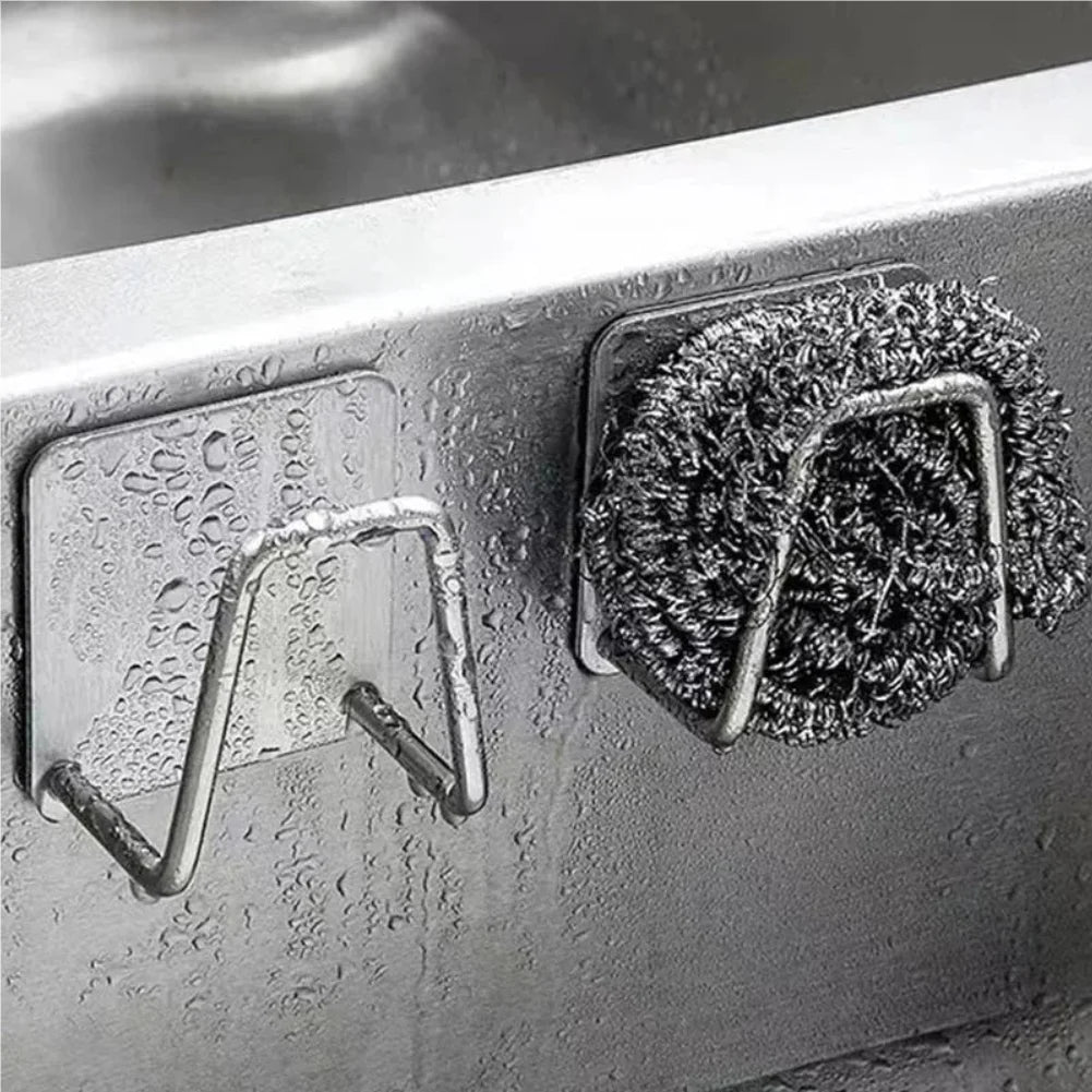 Stainless Steel Sink Sponge Holder Rack – Self-Adhesive 1/3/6 Pack
